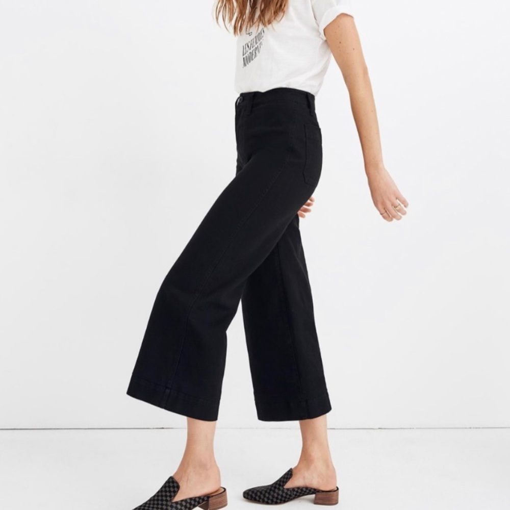 Madewell Black Emmett Crop Wide Leg Pants